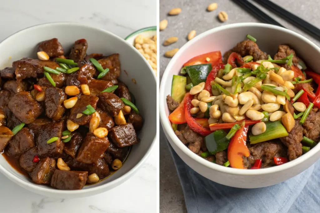 Healthy Kung Pao Beef with chicken and coconut aminos