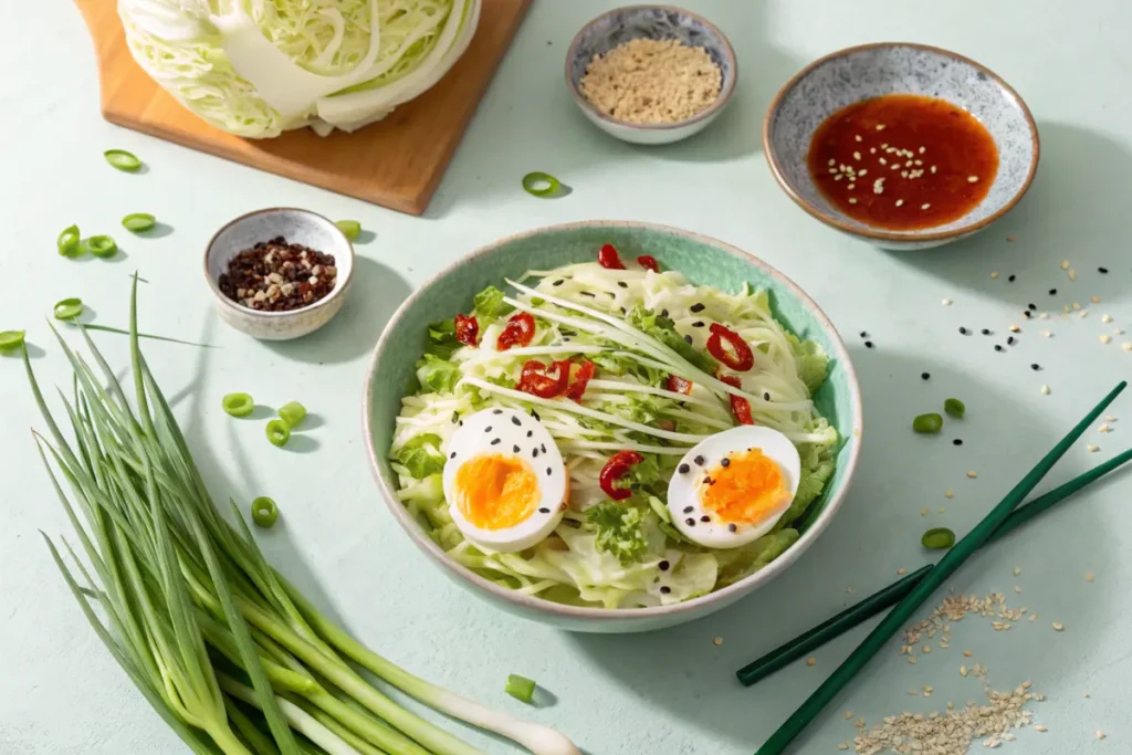 Cabbage and eggs with topping variations