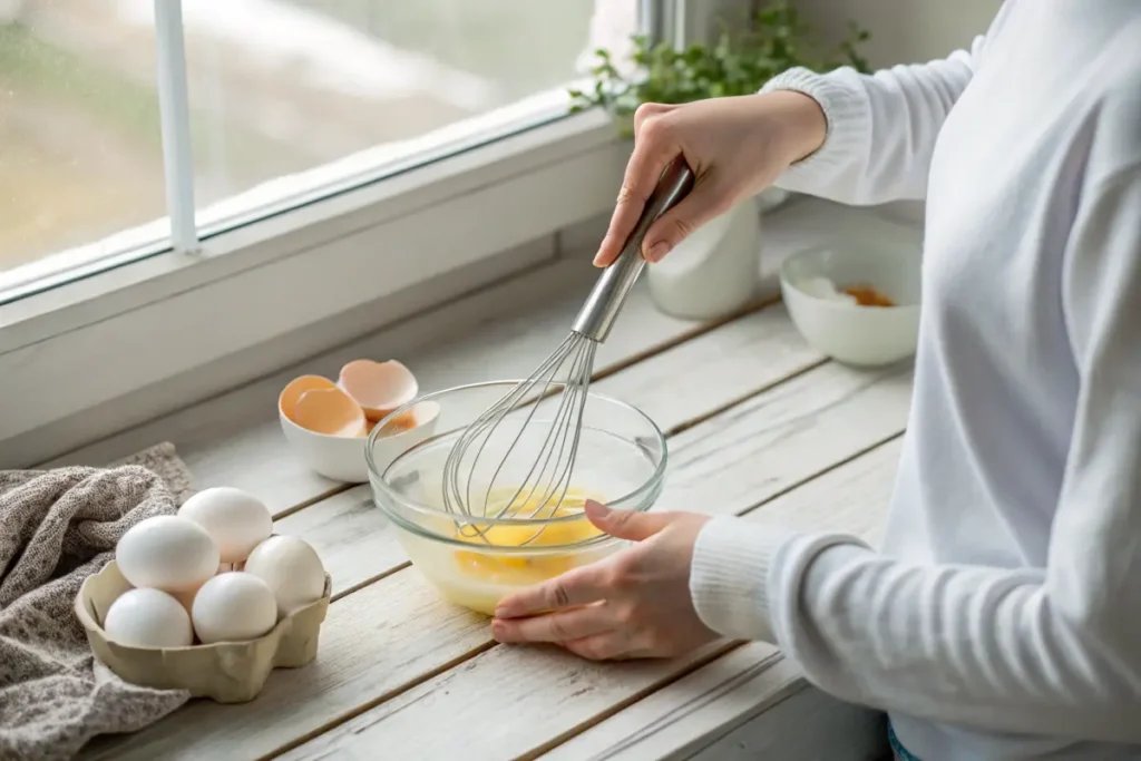 Whisked eggs for cabbage skillet recipe